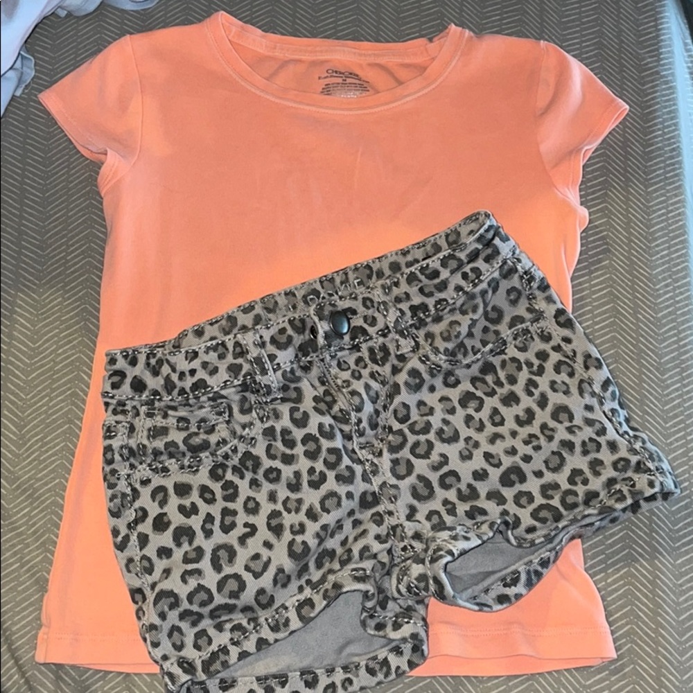 girls grey leopard shorts